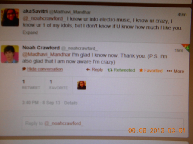 Noah Crawford Tweeted Me!